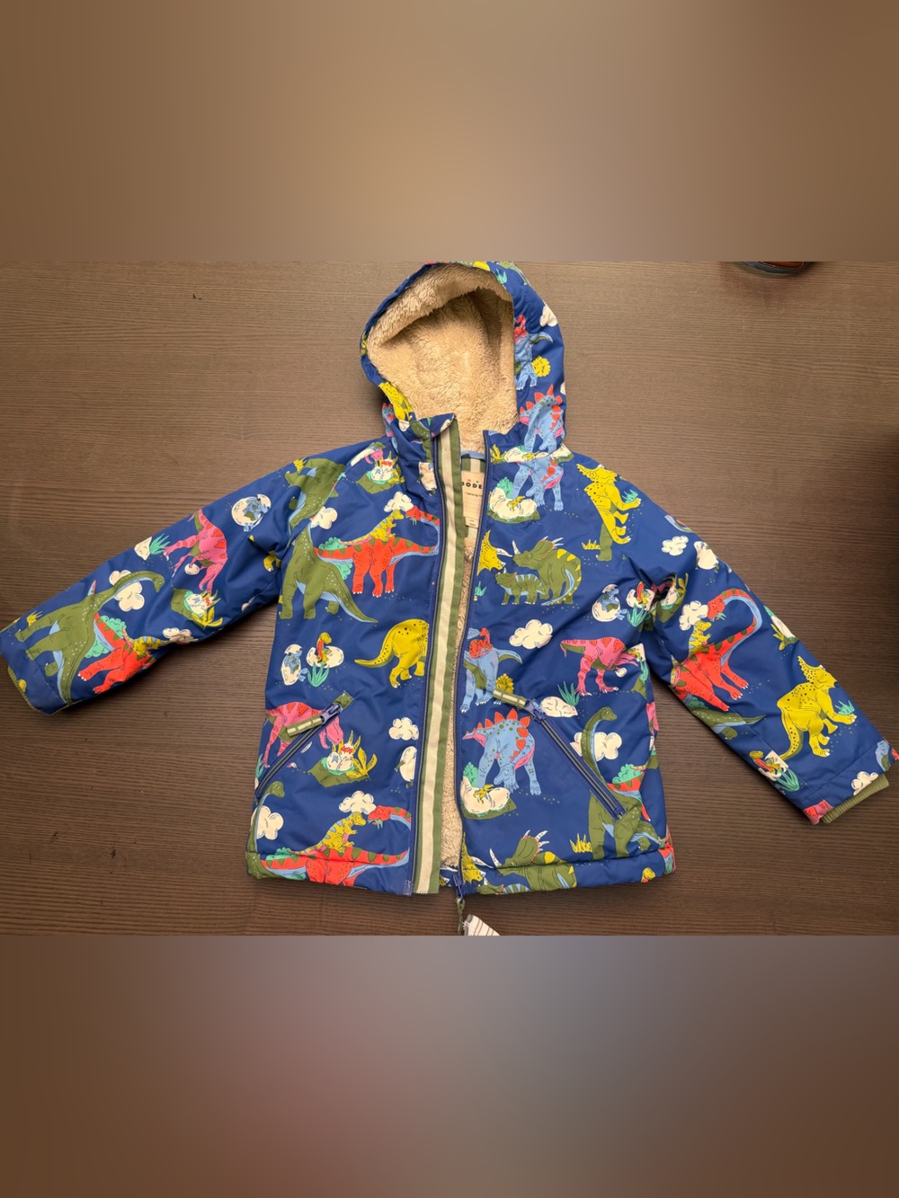 Mini Boden super cozy dinosaur winter jacket in 5-6